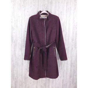 Vintage Boiled Wool Trench Coat Jacket Classic Jackie O Retro Sexy Jewel Tone